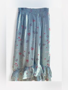 Roper Sage Green Floral Ruffled Maxi Skirt